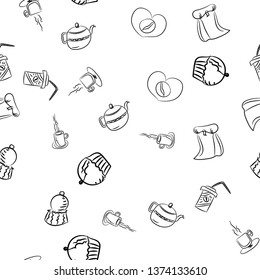 Coffee seamless vector pattern for Cup mug, restaurant or cafe menu design