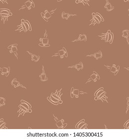 Coffee seamless vector pattern for Cup mug, restaurant or cafe menu design. 