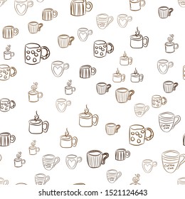 Coffee seamless vector pattern for Cup mug, restaurant or cafe menu design. 