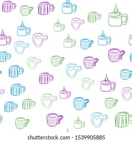Coffee seamless vector pattern for Cup mug, restaurant or cafe menu design. 