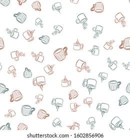 Coffee seamless vector pattern for Cup mug, restaurant or cafe menu design. 