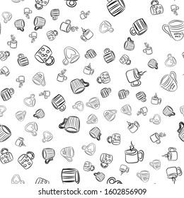 Coffee seamless vector pattern for Cup mug, restaurant or cafe menu design. 