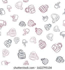 Coffee seamless vector pattern for Cup mug, restaurant or cafe menu design.