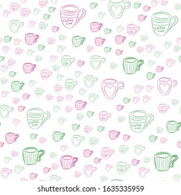 Coffee seamless vector pattern for Cup mug, restaurant or cafe menu design. 