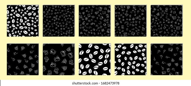 Coffee seamless vector pattern for Cup mug, restaurant or cafe menu design. 