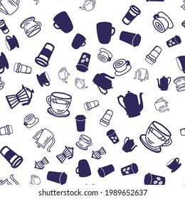Coffee seamless vector pattern for Cup mug, restaurant or cafe menu design. 
