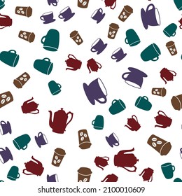 Coffee seamless vector pattern for Cup mug, restaurant or cafe menu design. 
