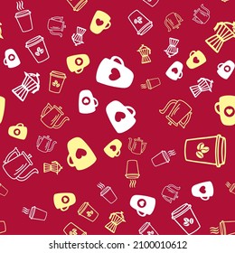 Coffee seamless vector pattern for Cup mug, restaurant or cafe menu design. 
