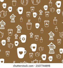 Coffee seamless vector pattern for Cup mug, restaurant or cafe menu design. 
