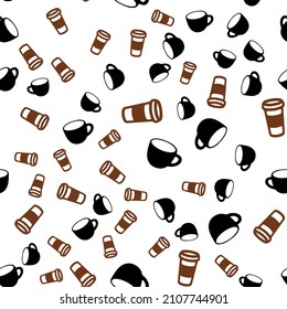 Coffee seamless vector pattern for Cup mug, restaurant or cafe menu design. 
