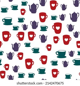 Coffee seamless vector pattern for Cup mug, restaurant or cafe menu design. 
