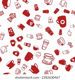 Coffee seamless vector pattern for Cup mug, restaurant or cafe menu design. 
