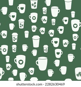 Coffee seamless vector pattern for Cup mug, restaurant or cafe menu design. 
