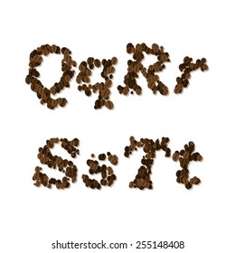 coffee seed font, alphabet letters and digits