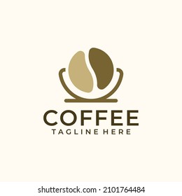 Logo de la semilla de café y diseño vectorial de la copa	