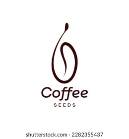 coffee seed logo design with creative line concept