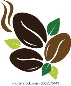 coffee seeds and leaves vector art  