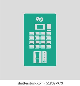 Coffee selling machine icon. Gray background with green. Vector illustration.