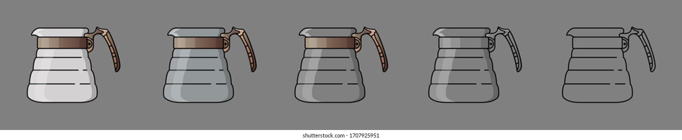 Coffee server. Device for brewing coffee. For the menu, in the bar. Black line on grey background
