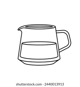 Coffee server, v60, filter coffee. Icon, coloring page, black and white illustration.