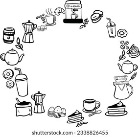 Coffee set, bakery and coffee machine