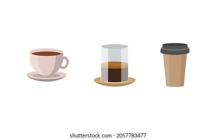 Coffee set cup iced coffee espresso cappuccino takeaway coffee paper cup mug and saucer