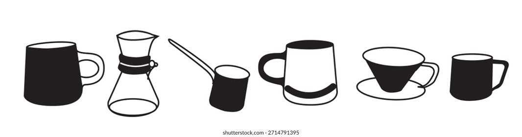Coffee Set Doodles diseños simples y con estilo