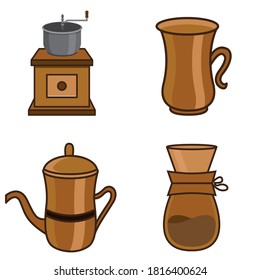 Coffee set drink vector illustration 