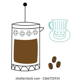 Coffee set flat illustration