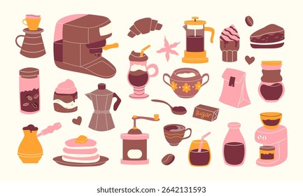 Coffee set in flat style. Vector illustration