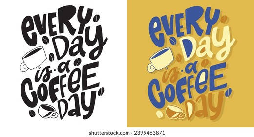 Coffee set. Hand drawn doodle coffee art, design elements, template for fabric, cafe, menu, pattern.