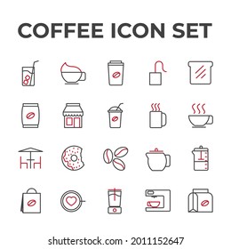 coffee set icon, isolated coffee set sign icon, vector illustration