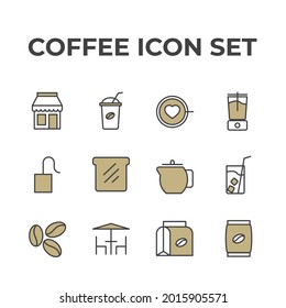 coffee set icon, isolated coffee set sign icon, vector illustration