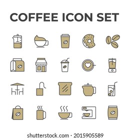 coffee set icon, isolated coffee set sign icon, vector illustration