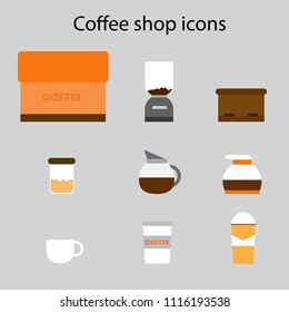 Coffee set icon on grey background. Coffee vector illustration on background