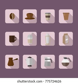 Coffee set icons flat design everything in coffee cafe.