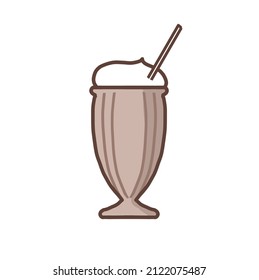 Coffee set illustration. Clipart, flat on the theme of coffee. A long elongated latte glass. Logo for the cafeteria. vector cup