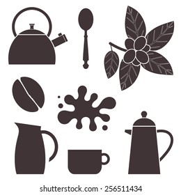 Coffee set. Isolated coffee on white background. EPS 10. Vector illustration