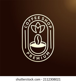 Coffee Set Logo template line calligraphy ornament. Business sign, Restaurant identity, Cafe, Royalty, Boutique, Heraldic and other vector illustrations