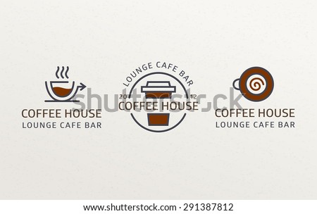 Coffee Set Logos template  calligraphic ornament lines. Business sign, identity for Restaurant, Cafe, Royalty, Boutique, Heraldic, and other vector illustration
