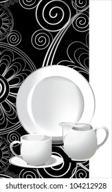 coffee set on a black background
