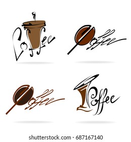 Coffee set, on a white background. Illustration