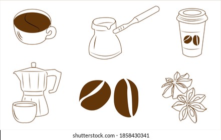 Coffee set on a white background,isolated in eps 10 format.Suitable for website design, interfaces, printing, and more.