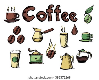 coffee set vector illusration