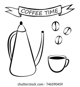 Coffee set, vector illustration 