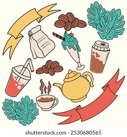 coffee set vector illustration design