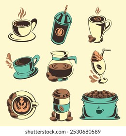 coffee set vector illustration design