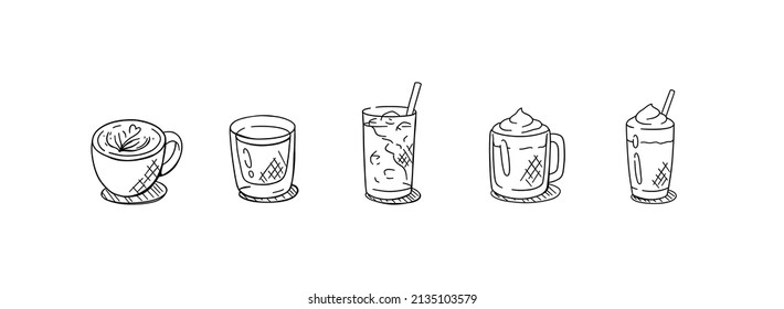 Coffee set. Vector illustration. Hand drawn coffee