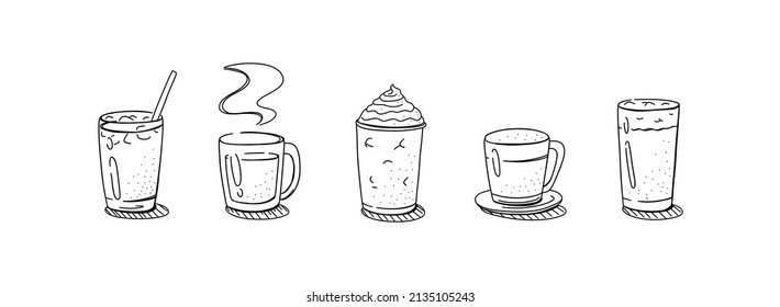 Coffee set. Vector illustration. Hand drawn coffee