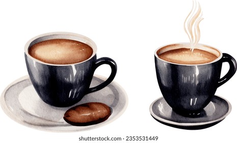 Coffee set watercolor illustration for World coffee day